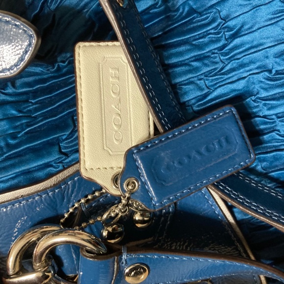 Rare Coach Bag - Ashley Gathered Satin, Ocean Blue Satchel - Picture 4 of 5